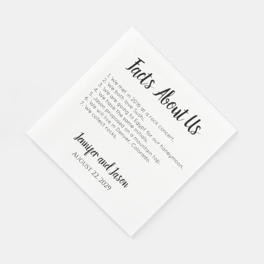 Feiten over ons huwelijk in Napkins Servet (Hoek)