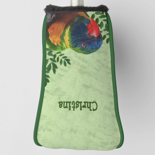 Fel gekleurde ara papegaai groene bladeren golfheadcover (Draai 90)