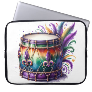 FEL GEKLEURDE MARDI GRAS THEMED DRUM LAPTOP SLEEVE