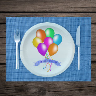 Fel gekleurde meerdere ballonnen Happy Birthday Papieren Bordje