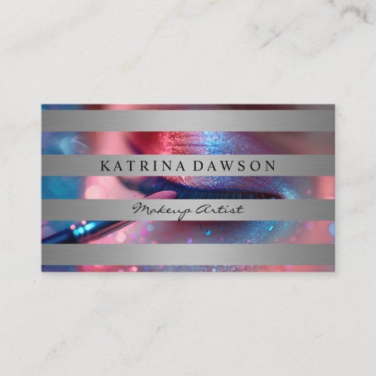 Fel gekleurde Mode make-up | gestreept Visitekaartje (Voorkant)