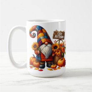 FEL GEKLEURDE SCHATTIGEE PATCHWORK HERFST GNOMES KOFFIEMOK