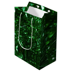 fel groen glanzend kerstboomblad medium cadeauzakje