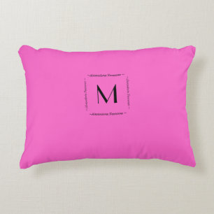 Fel Roze Effen Kleur Monogram Naam Accent Kussen