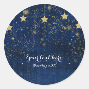 Felblauw & goud sterrenhemel Hemels voordeeltje Ronde Sticker