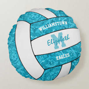 felblauwe volleybalmeisjes decor rond kussen