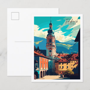 Feldkirch Oostenrijk vintage reisillustratie Briefkaart