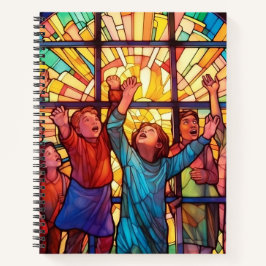 FELGEKLEURDE GLAZEN IN LOOD KINDEREN NOTITIEBOEK