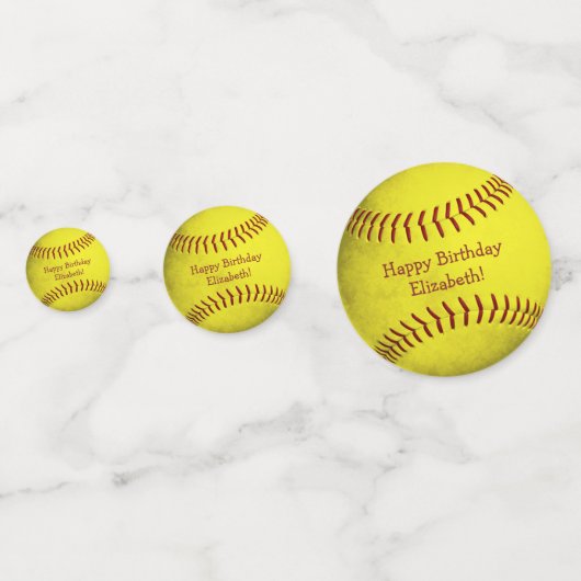 felgele softball - meiden sportpartij confetti (Voorkanten)