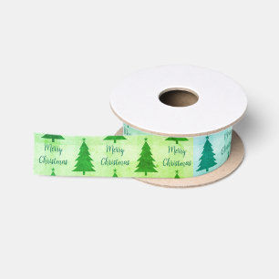 Felgroene kerstbomen vrolijk kerstfeest lint