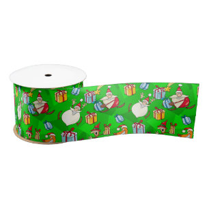 Felgroene Kerstman & Elfen Kerstmis Lint