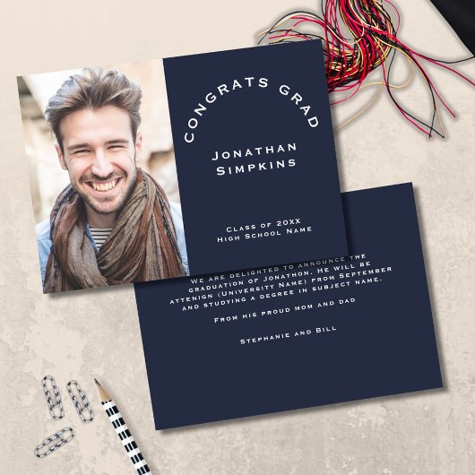 Félicats Grad Photo Homme Marine Faire-part