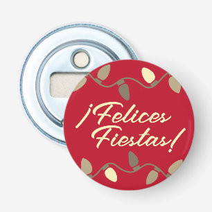 Felices Fiestas Pequeño Regalo de Navidad Button Flesopener