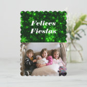 Felices Fiestas Snowflakes avec carte Green Flat (Debout devant)
