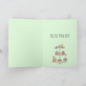 Felices Pascuas Spaans Pasen waterverf cupcakes Feestdagen Kaart (Binnen)