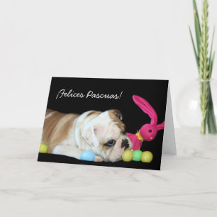 ¡ Felices Pascuas!  tarjeta DE bulldog Ingles Feestdagen Kaart