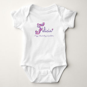 Felicia meisjesnaam & betekenis F monogram kunst Romper