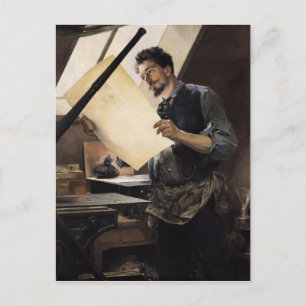 Felicien Rops in zijn studio Briefkaart