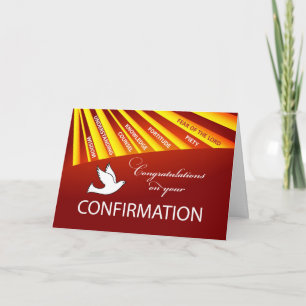 Felicitatie Bevestiging Duif met Goud en Rood Kaart