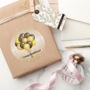 Felicitatie! Celebratieballonnen. Ronde Sticker