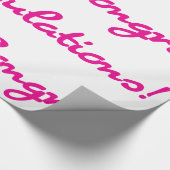Felicitatie! Hot Pink Casual Script Cadeaupapier (Hoek)