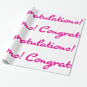 Felicitatie! Hot Pink Casual Script Cadeaupapier