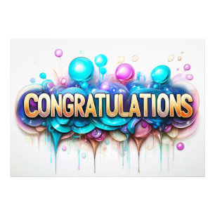 Felicitatie! Kleurrijk ontwerp Foto Afdruk