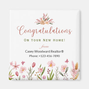 Felicitatie!   Makelaar Gepersonaliseerde Bloemen Magneet