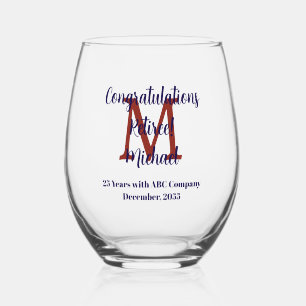 Felicitatie met pensioen Monogram naam  Wijnglas Zonder Voet