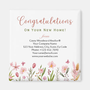 Felicitatie! Realtor gepersonaliseerde bloemen Magneet