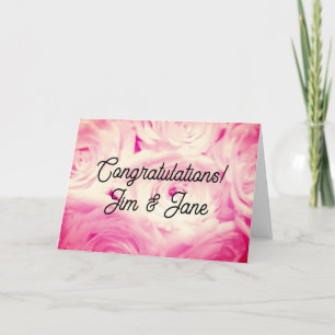Felicitatie trouwkaart met roze rozenbloemen bedankkaart