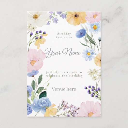 Felicitatiekaart 'Levende Weide met Wilde Bloemen' Kaart (Voorkant)