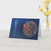 Felicitaties en vuurwerk - Frameable Art Kaart (Gele Bloem)