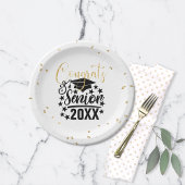 Felicitaties Senior 20XX Faux Glitter Confetti Papieren Bordje