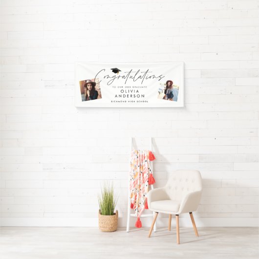 felicitaties van het afstuderen met eenvoudige mod spandoek (Insitu)