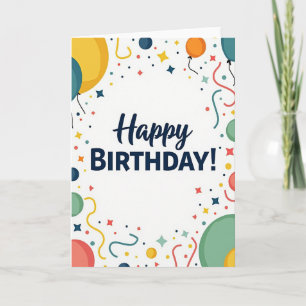Felicitaties Verjaardagskaart met Kleurrijke Accen Kaart