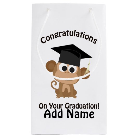 felicitaties voor uw afstuderen aap klein cadeauzakje (Achterkant)