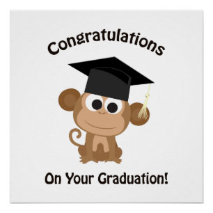 felicitaties voor uw afstuderen aap perfect poster