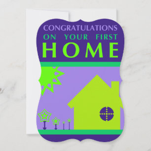 felicitaties voor uw eerste huis ( paarse vormen ) kaart