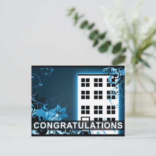 felicitaties voor uw nieuwe thuis : hifi condo aankondigingskaart (Staand voorkant)