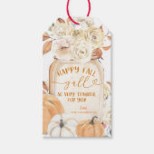 Felicitatiespot voor herfstpot met pompoen bedankk cadeaulabel (Voorkant)