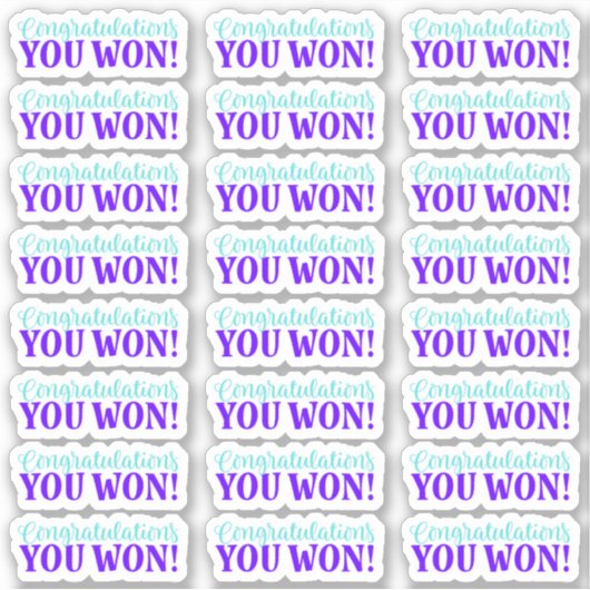 Félicitation ! Tu As Gagné ! Sticker en vinyle (Devant)