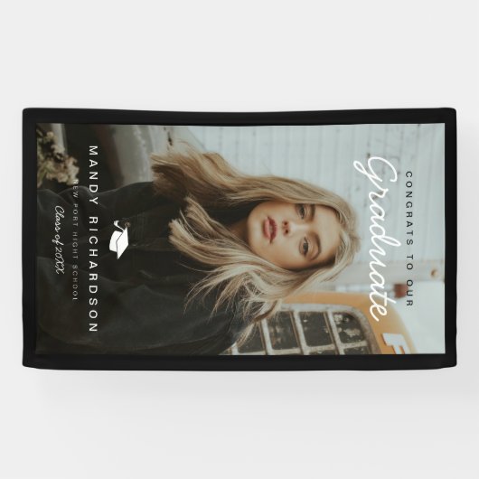 Félicitations à la Bannière noire diplômée (Horizontal)