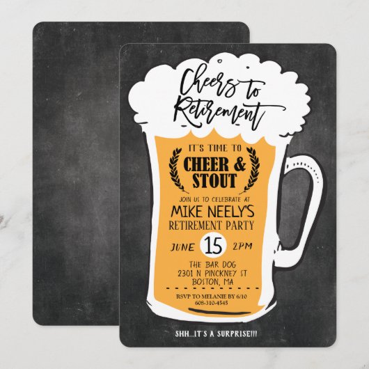 Félicitations à la bière de retraite Invitation de (Devant / Derrière)