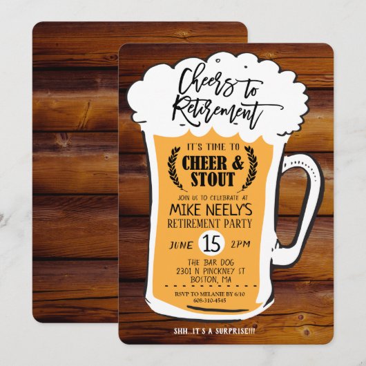 Félicitations à la bière de retraite Invitation de (Devant / Derrière)