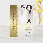 Félicitations à la carte Mariage Groom & Bride (Fleur jaune)