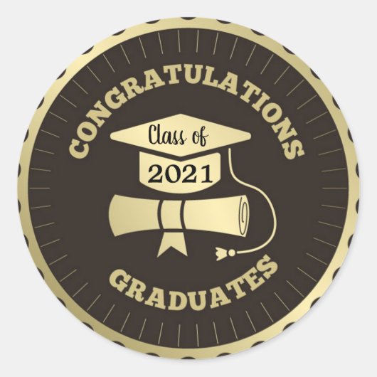 Félicitations aux diplômés Autocollant rond class (Devant)