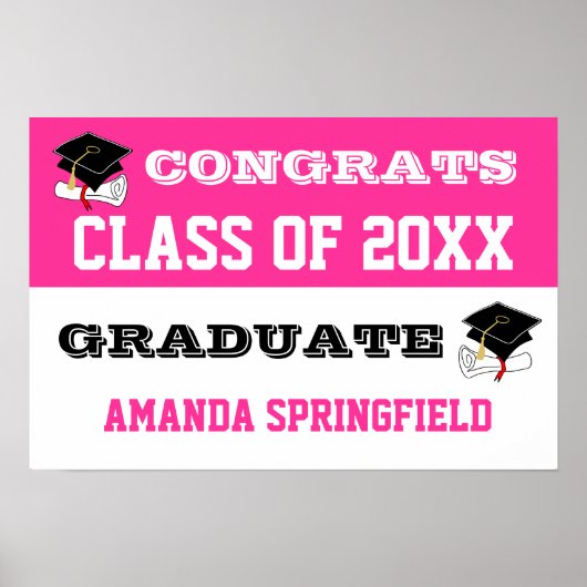 Félicitations Banner Poster rose (Devant)