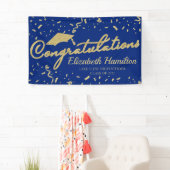 Félicitations Bannière Gold and Blue Graduation (En situation)