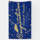 Félicitations Bannière Gold and Blue Graduation (Vertical)
